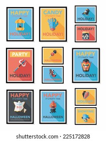 Halloween poster banner design flat background set, eps10