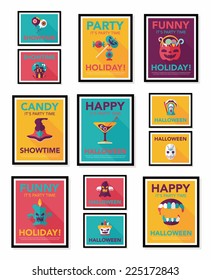 Halloween poster banner design flat background set, eps10