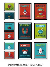 Halloween poster banner design flat background set, eps10