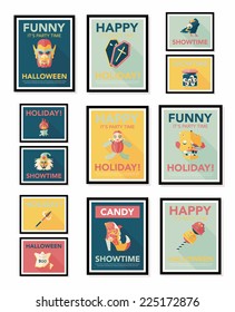 Halloween poster banner design flat background set, eps10