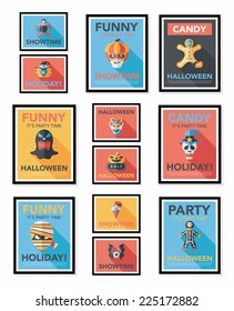 Halloween poster banner design flat background set, eps10