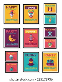 Halloween poster banner design flat background set, eps10