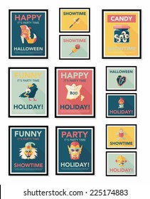 Halloween poster banner design flat background set, eps10