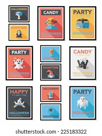 Halloween poster banner design flat background set, eps10