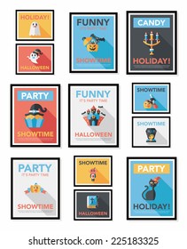 Halloween poster banner design flat background set, eps10