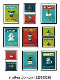 Halloween poster banner design flat background set, eps10