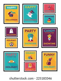 Halloween poster banner design flat background set, eps10
