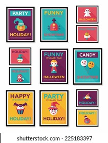 Halloween poster banner design flat background set, eps10