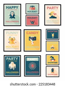 Halloween poster banner design flat background set, eps10