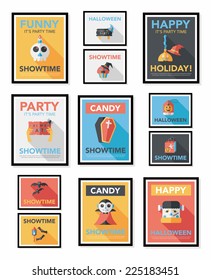 Halloween poster banner design flat background set, eps10