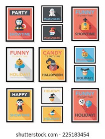 Halloween poster banner design flat background set, eps10