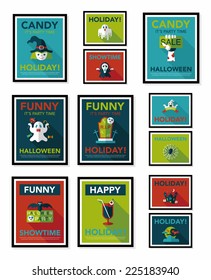 Halloween poster banner design flat background set, eps10