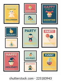 Halloween poster banner design flat background set, eps10