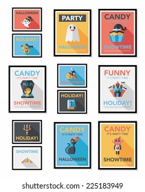 Halloween poster banner design flat background set, eps10