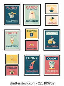 Halloween poster banner design flat background set, eps10