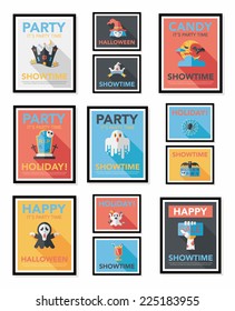 Halloween poster banner design flat background set, eps10