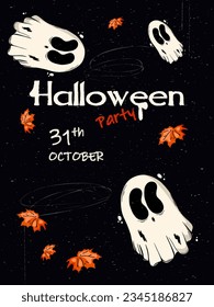 Halloween poster banner party old cartoon style