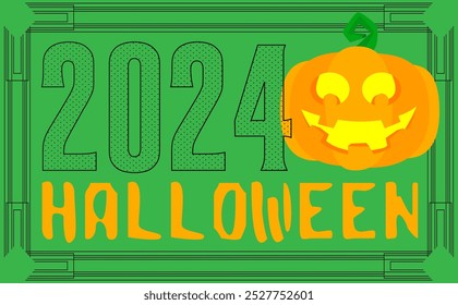 Cartaz de Halloween. Modelo de banner para o evento de feriado de outubro de 2024. Design com Jack O' Lantern abóbora. Postagem de mídia social para convite.