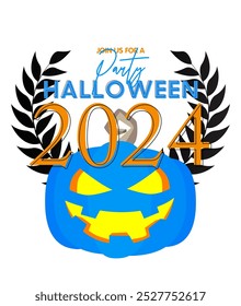 Cartaz de Halloween. Modelo de banner para o evento de feriado de outubro de 2024. Design com Jack O' Lantern abóbora. Postagem de mídia social para convite.