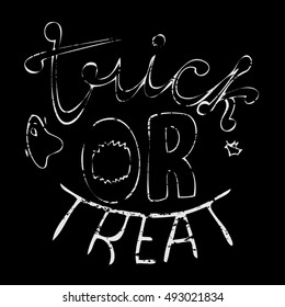 Halloween poster, card with hand lettering "Trick or treat"