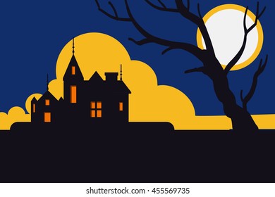  Halloween poster castle background with space