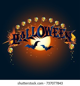 Halloween poster. Celebratory background. Colored Vector illustration.