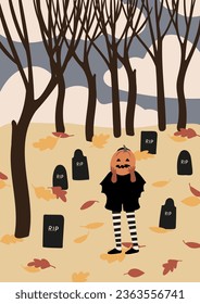 Halloween poster with characters and pets in costumes, October festival printable card, Outdoor party wall art print, Flat style vector illustration clipart, Digital download, witch ghost cat dog.