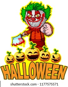 Halloween Poster with clown holding a knif.
