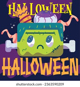 Halloween Poster With Cute Character October 31
