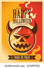 Halloween poster design in color. Vector illustration.