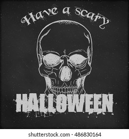 Halloween poster design - Hand drawn Skull