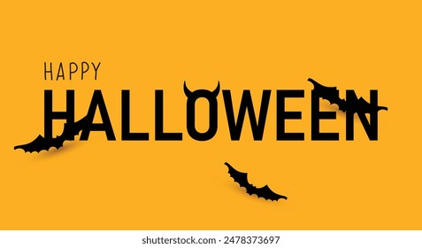 Halloween poster design for a party with flying bats. Vector illustration.