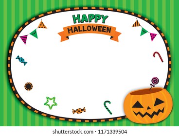 Halloween poster design with pumpkin candy jar for trick or treat party.
