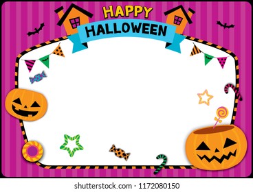 Halloween poster design with pumpkin candy jar for trick or treat party