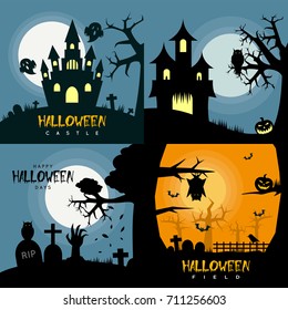 Halloween Poster Design Set