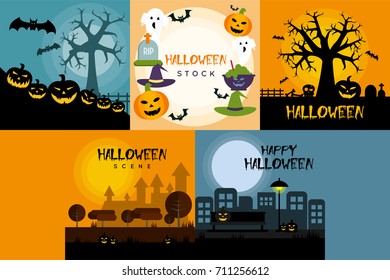 Halloween Poster Design Set