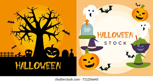 Halloween Poster Design Set