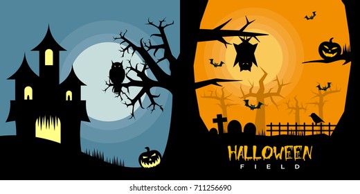 Halloween Poster Design Set
