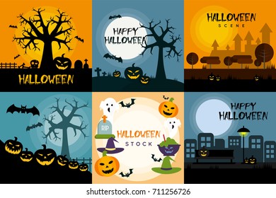 Halloween Poster Design Set