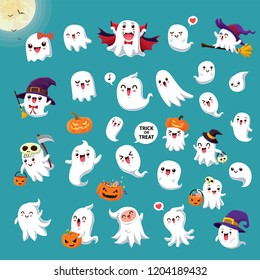 Halloween poster design with vector witch, reaper, vampire, Jack O Lantern, ghost character. 