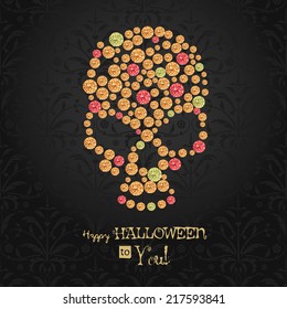 Halloween poster.  Dia de los muertos. All saint day. Sugar gemstone skull.