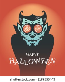 Halloween poster with Dracula vampire