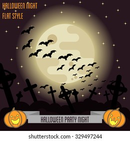 Halloween poster. Flat style