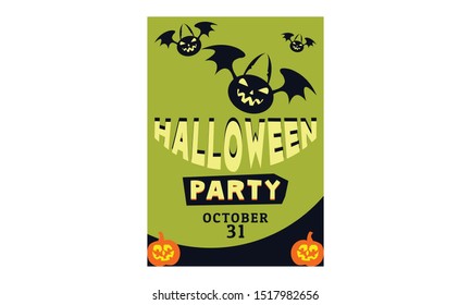 Halloween poster, flyer or invitation design template. Vector illustration.