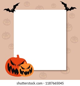 Halloween poster, flyer and template design illustration with pumpkin and bat.