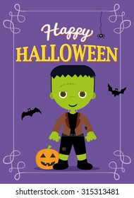 Halloween Poster Frankestein Costume, Purple Color