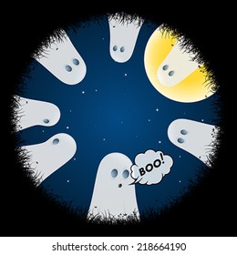 Halloween Poster with Ghosts