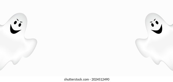 Halloween poster with ghosts on white background.