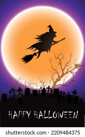 Halloween poster Graveyard In Spooky Night