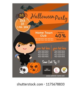 halloween poster with grim reaper costume